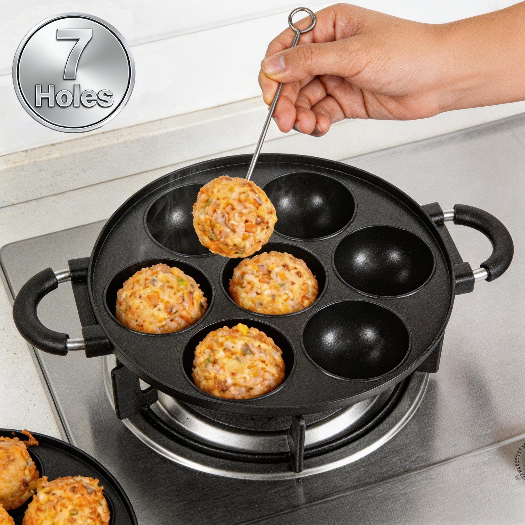 Takoyaki Grill Plate - 16/7 Holes Takoyaki Pan Aluminum Alloy