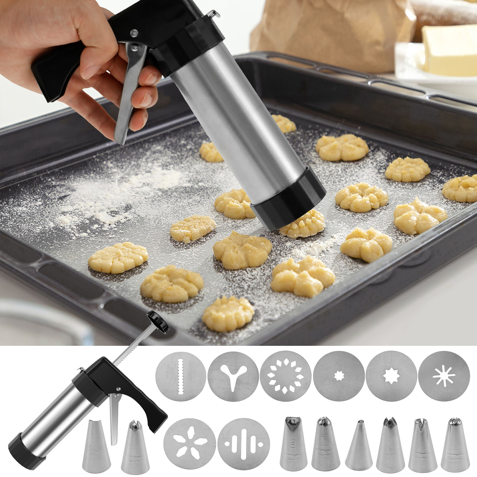 Stainless Steel Cookie Gun Chu - Churros Maker Gun review and price