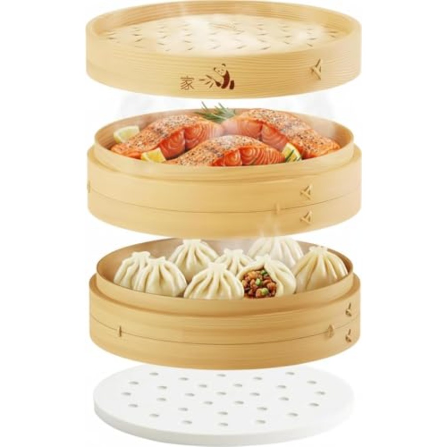 Bamboo Steamer Basket - 2-Tier - Bao Steamer Bamboo review and price