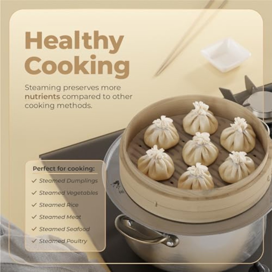 Bamboo Steamer Basket - 2-Tier - Bao Steamer Bamboo review and price