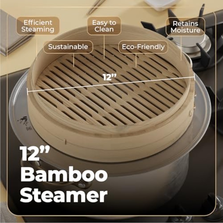 Bamboo Steamer Basket - 2-Tier - Bao Steamer Bamboo review and price