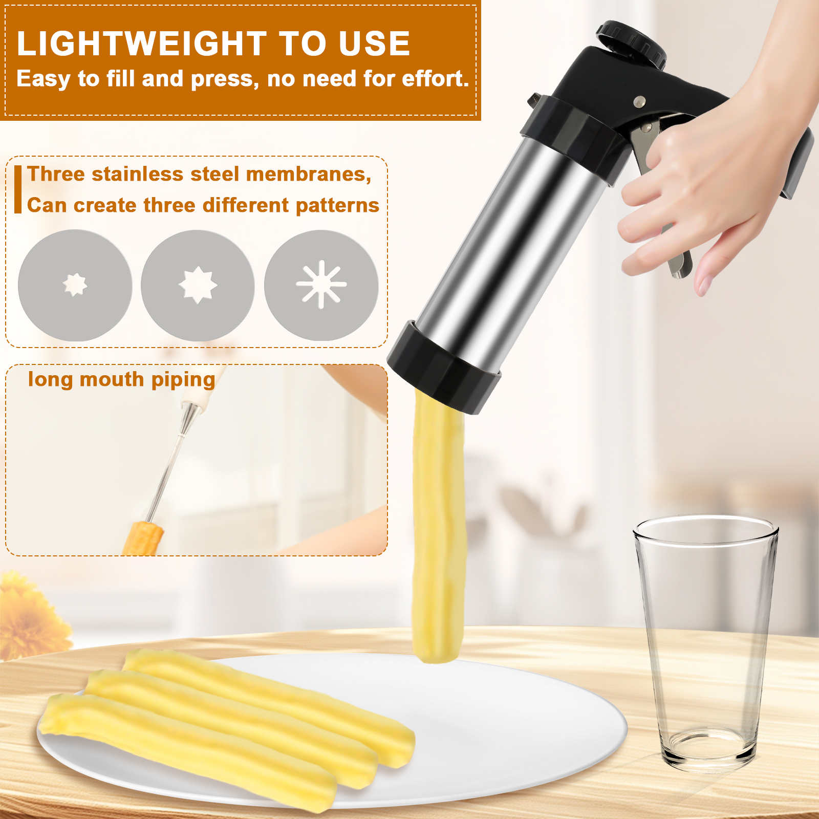 Cookie Press Gun Kit Stainless - Churros Maker Gun review and price