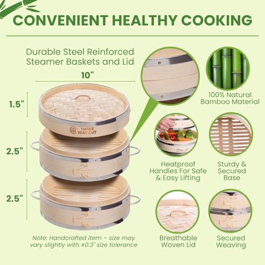 2-tier 10 Bamboo Steamer with  - Bao Steamer Bamboo review and price