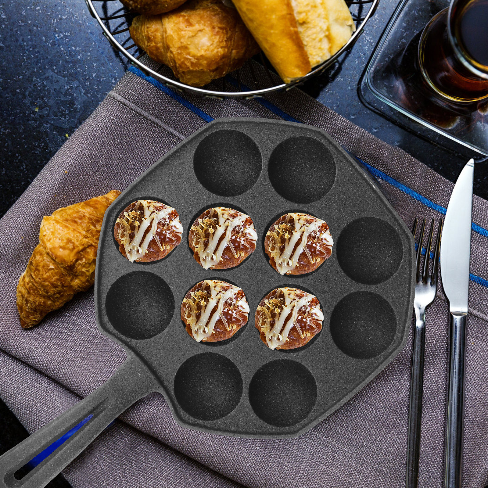 Takoyaki Pan 12 Molds Cast Iro - Takoyaki Grill Plate review and price