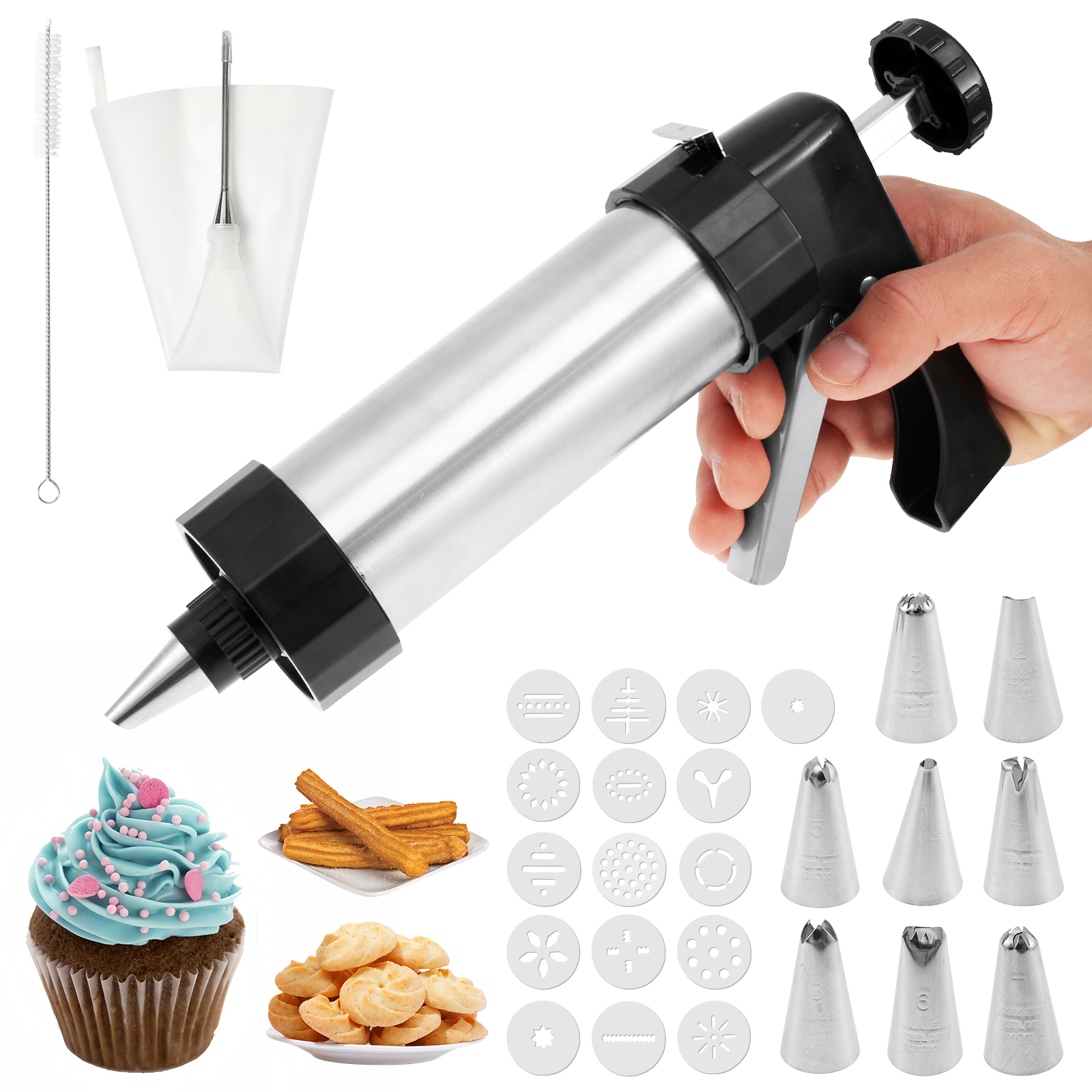 Stainless Steel Cookie Gun Chu - Churros Maker Gun review and price