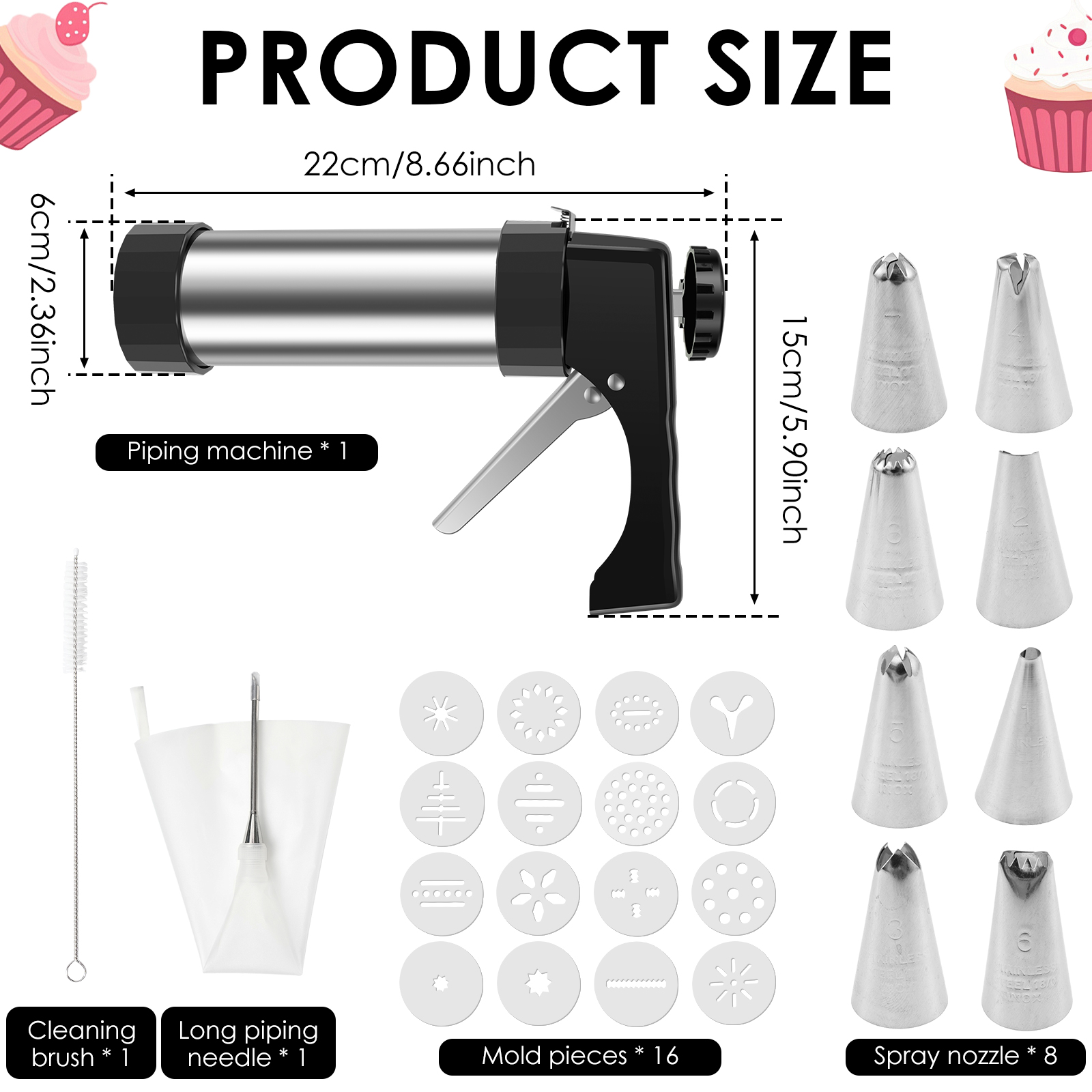 Stainless Steel Cookie Gun Chu - Churros Maker Gun review and price