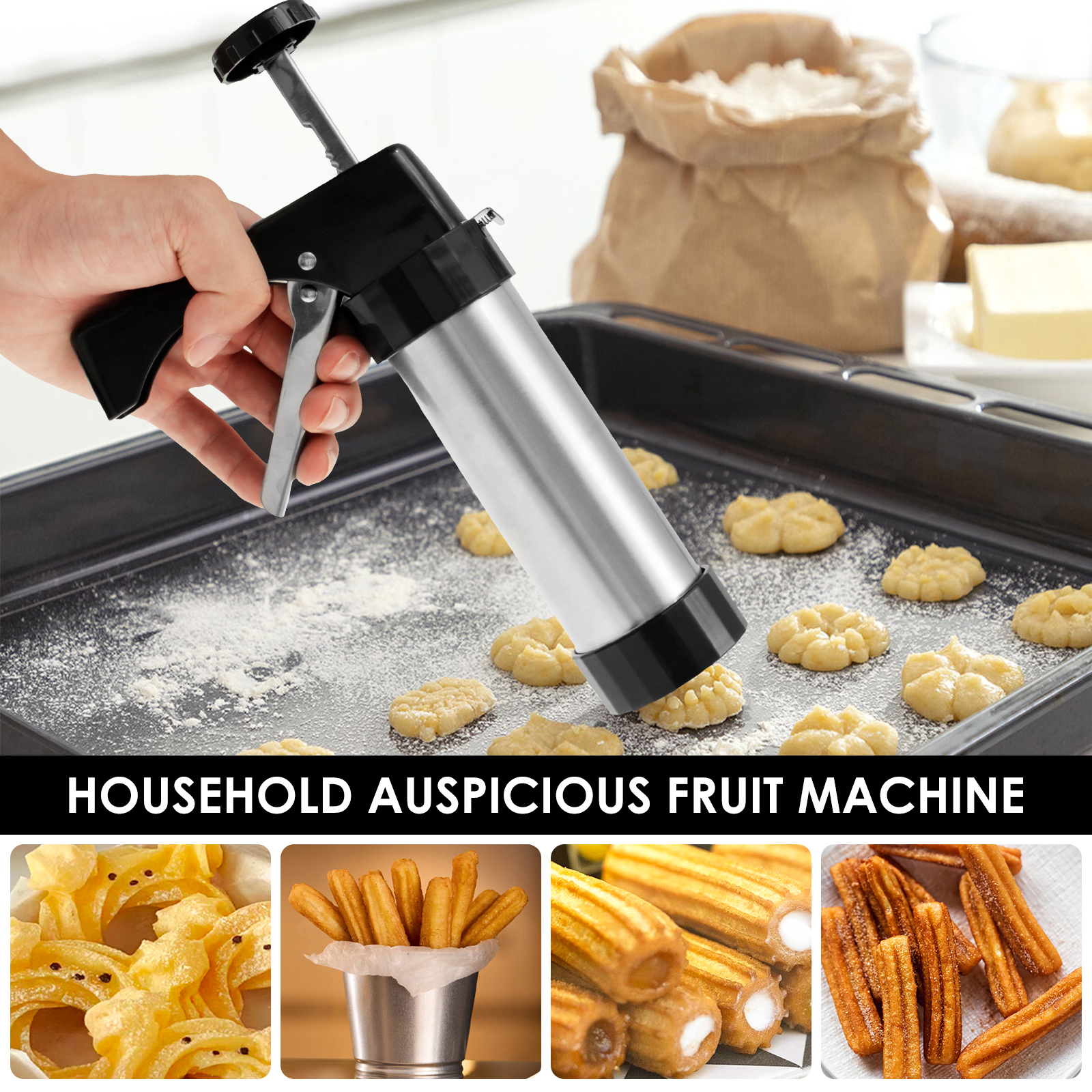 Stainless Steel Cookie Gun Chu - Churros Maker Gun review and price